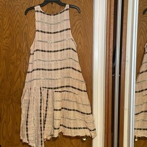 Free People, Pink and Black Stripes Midi Dress, Size Small